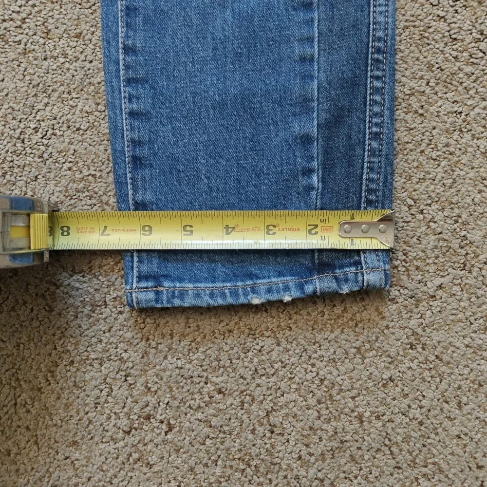J.Crew Womens Tuxedo Stripe Distressed High Rise Straight Leg Jeans Blue Size 27